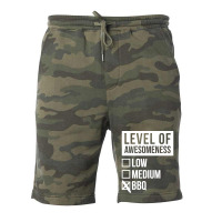 Funny Level Of Awesomeness Low Medium Gift Bbq Bar Fleece Short | Artistshot