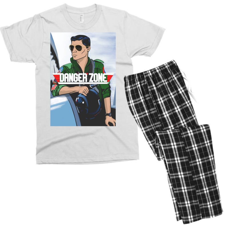 Danger Zone   White Men's T-shirt Pajama Set by cujiaouridap | Artistshot