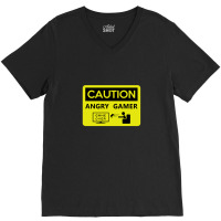 Game Over Caution Angry Gamer V-neck Tee | Artistshot