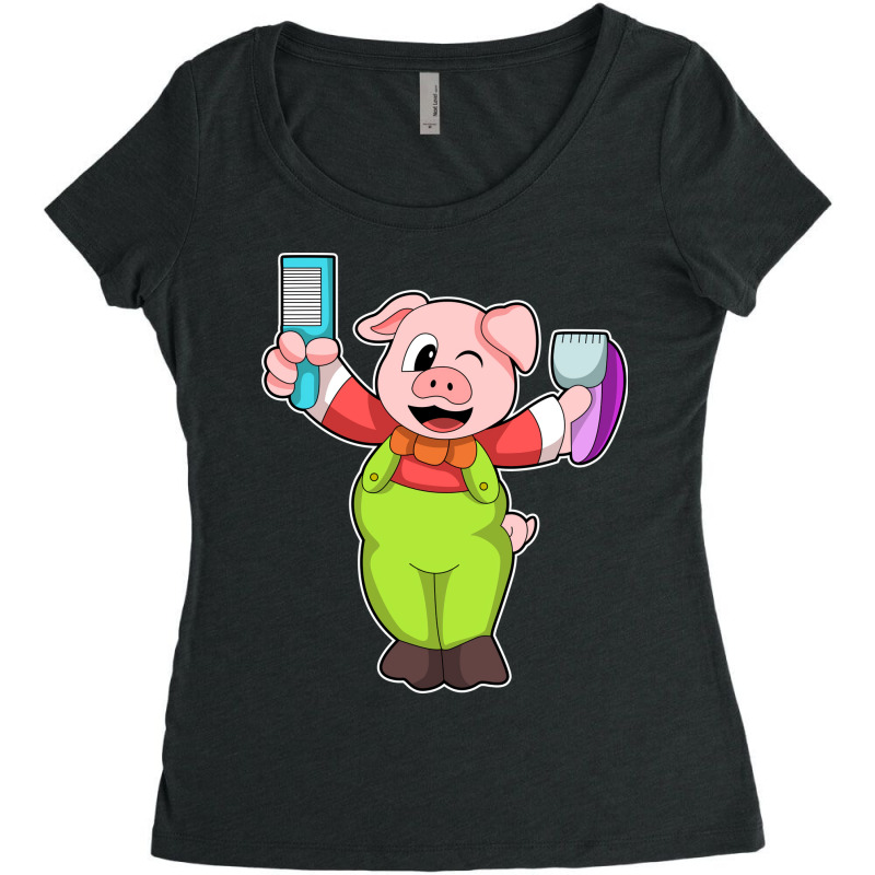 Pig With Comb Razor Boy Women's Triblend Scoop T-shirt by niventriskao | Artistshot