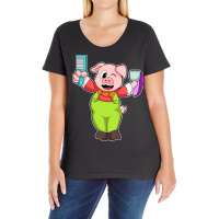 Pig With Comb Razor Boy Ladies Curvy T-shirt | Artistshot