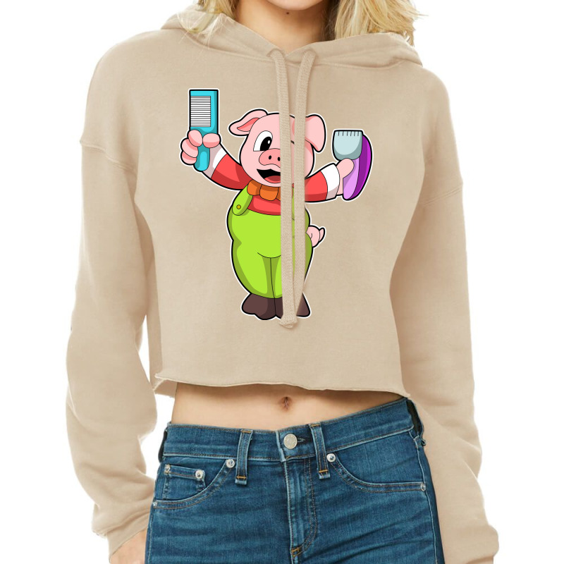 Pig With Comb Razor Boy Cropped Hoodie by niventriskao | Artistshot