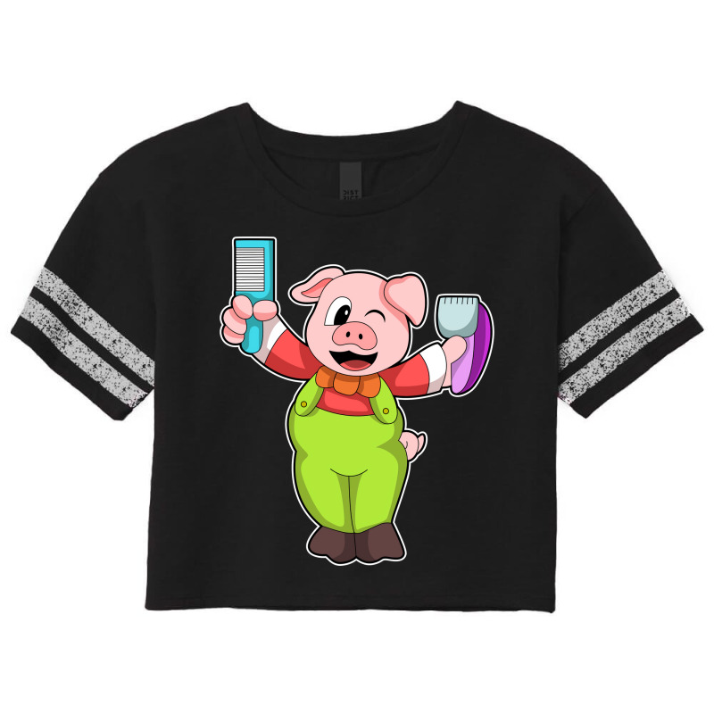 Pig With Comb Razor Boy Scorecard Crop Tee by niventriskao | Artistshot