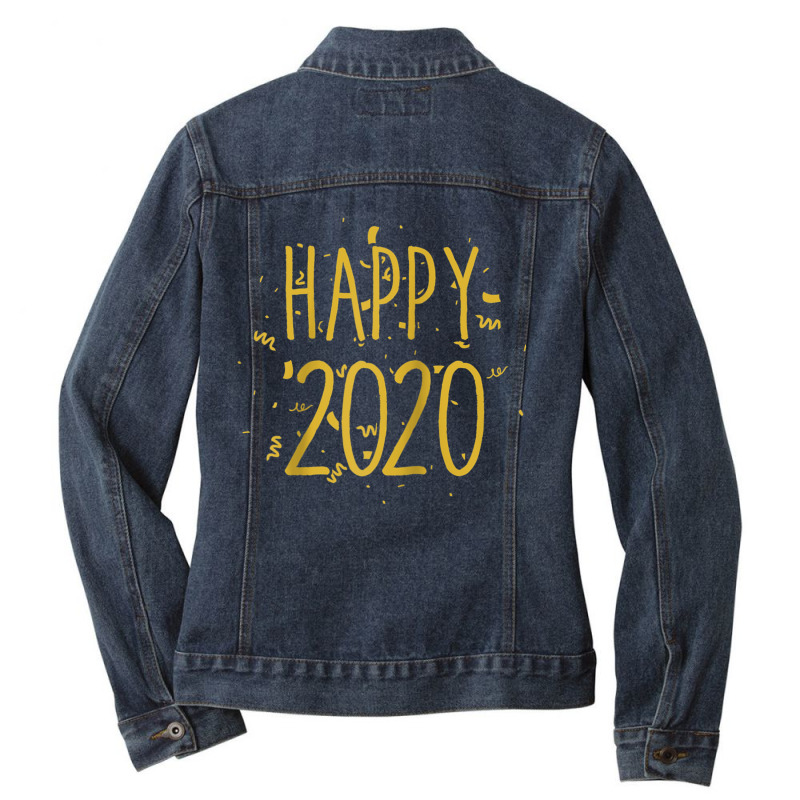 Happy 2020 Welcoming New Year Novelty Cool Gift Ra Ladies Denim Jacket by kremer | Artistshot