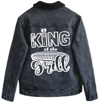 King Of The Grill Bbq Grilling Outdoor Cooking Quo Unisex Sherpa-lined Denim Jacket | Artistshot