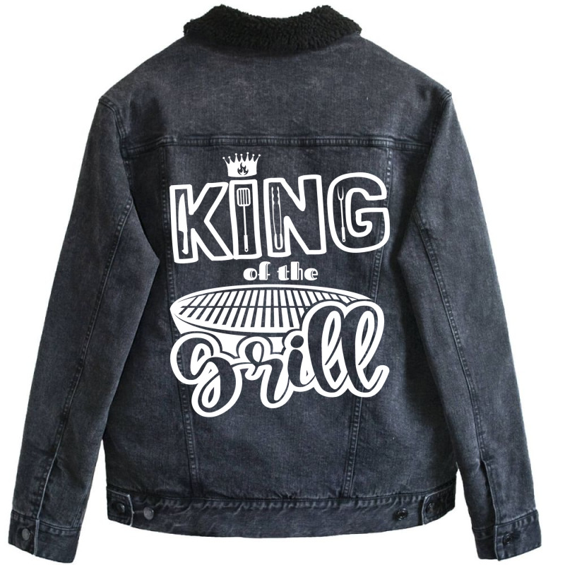 King Of The Grill Bbq Grilling Outdoor Cooking Quo Unisex Sherpa-Lined Denim Jacket by strosesimonsf | Artistshot