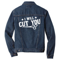 I Will Cut You Hairstylist Barber 80s Men Denim Jacket | Artistshot