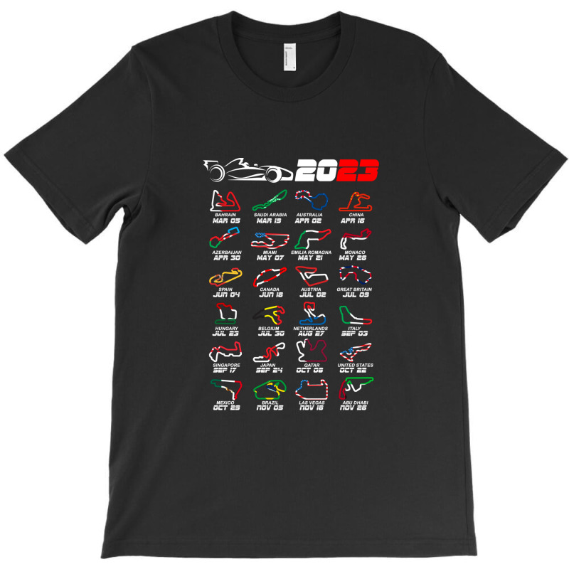 Calendar Formula Race Cars 2023 Circuits Colors T-shirt | Artistshot