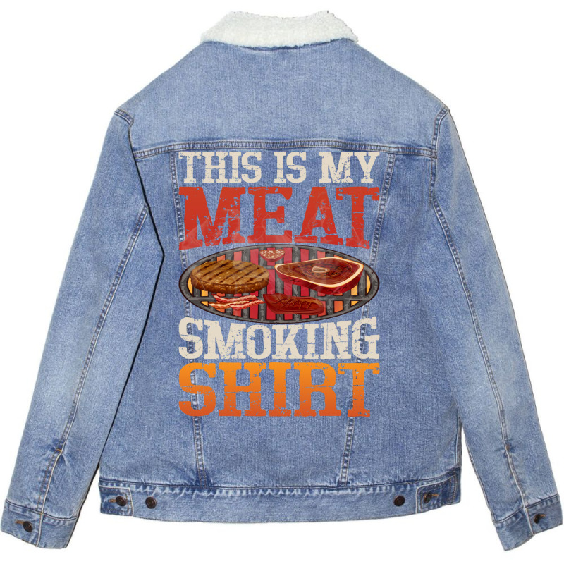 Meat Smoking Quote Unisex Sherpa-Lined Denim Jacket by strosesimonsf | Artistshot