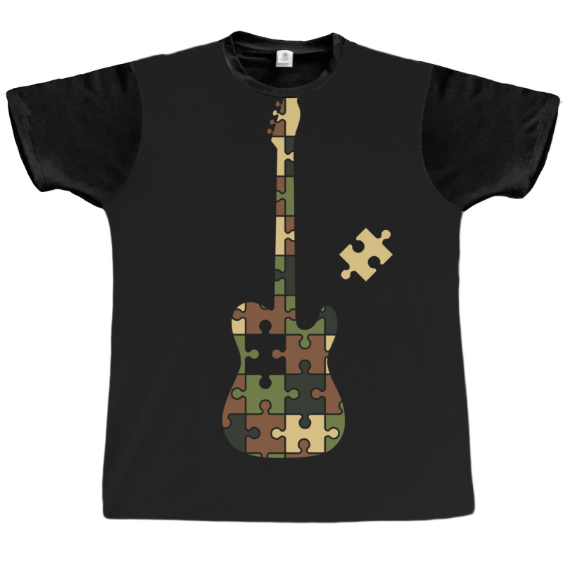 Camouflage Puzzle T-style Electric Guitar Silhouet Graphic T-shirt | Artistshot