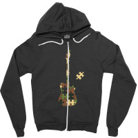 Camouflage Puzzle T-style Electric Guitar Silhouet Zipper Hoodie | Artistshot