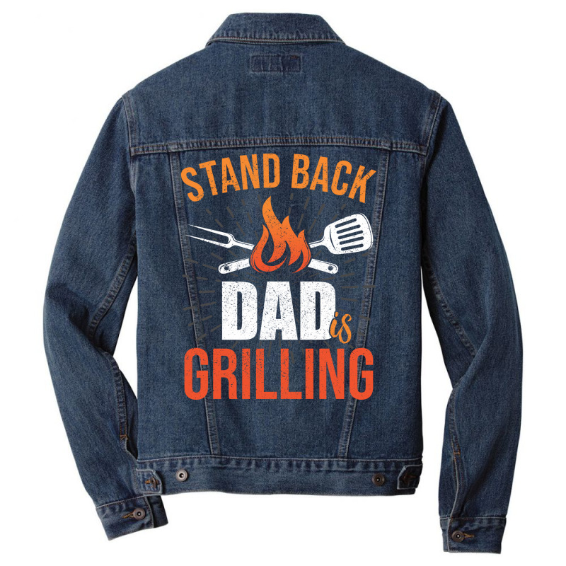 Stand Back Dad Is Grilling Love Men Denim Jacket by strosesimonsf | Artistshot