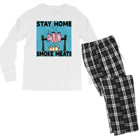 Stay Home Smoke Meats Blue Men's Long Sleeve Pajama Set | Artistshot