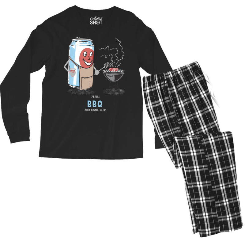 Yeah I Bbq And Drink Beer Cute Novelty Happy Humor Men's Long Sleeve Pajama Set by strosesimonsf | Artistshot