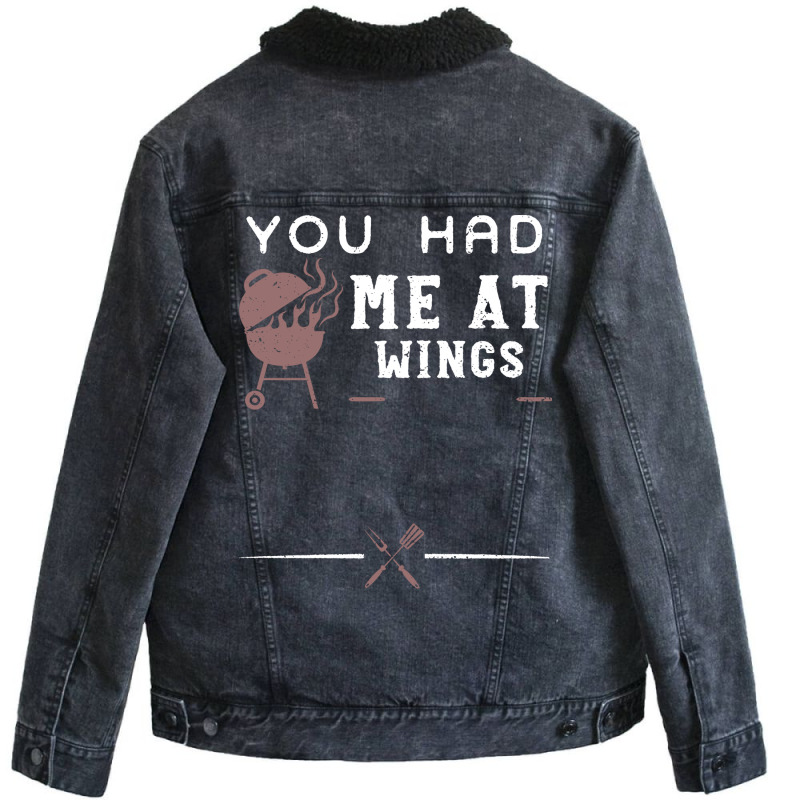 You Had Me At Wings Love Unisex Sherpa-Lined Denim Jacket by strosesimonsf | Artistshot