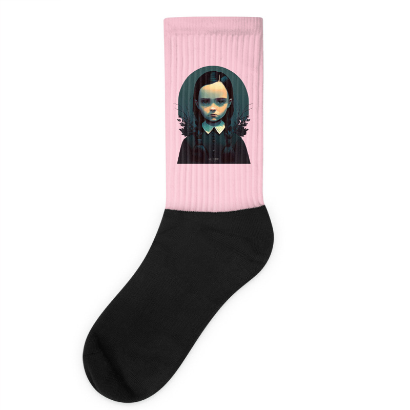 Sad Lonely Girl   Wednesday   Vector Art Socks | Artistshot