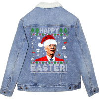 Funny Joe Biden Happy Easter Ugly Christmas Tank T Unisex Sherpa-lined Denim Jacket | Artistshot