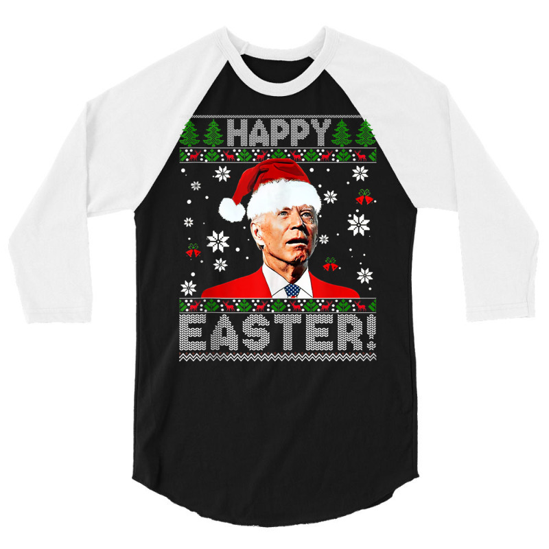 Funny Joe Biden Happy Easter Ugly Christmas Tank T 3/4 Sleeve Shirt | Artistshot