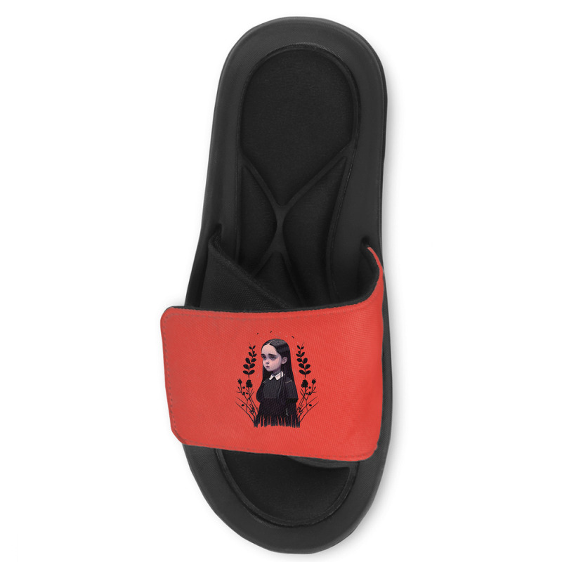 Sad Lonely Girl And Flowers   Wednesday   Vector A Slide Sandal | Artistshot