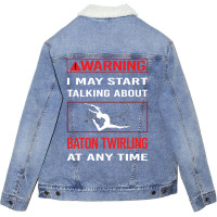 Red Warning Baton Twirling Twirl Twirler Trending Unisex Sherpa-lined Denim Jacket | Artistshot