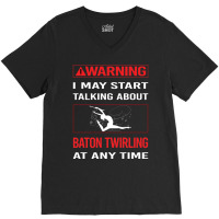 Red Warning Baton Twirling Twirl Twirler Trending V-neck Tee | Artistshot