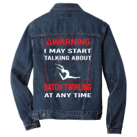 Red Warning Baton Twirling Twirl Twirler Trending Men Denim Jacket | Artistshot