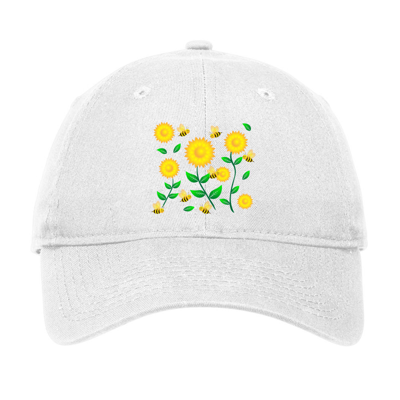 Honey Bee Cartoon On Sunflower Pattern Adjustable Cap | Artistshot