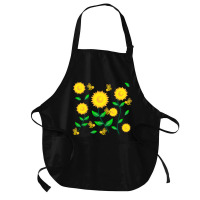 Honey Bee Cartoon On Sunflower Pattern Medium-length Apron | Artistshot