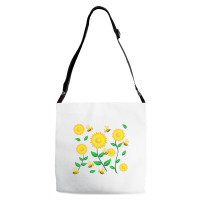 Honey Bee Cartoon On Sunflower Pattern Adjustable Strap Totes | Artistshot