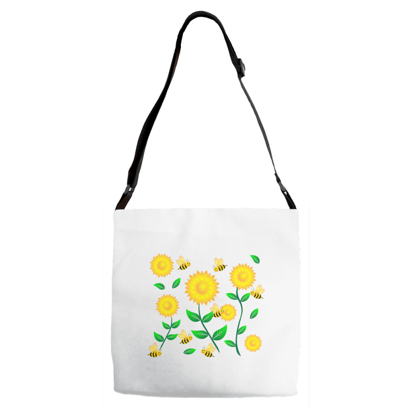 Honey Bee Cartoon On Sunflower Pattern Adjustable Strap Totes | Artistshot