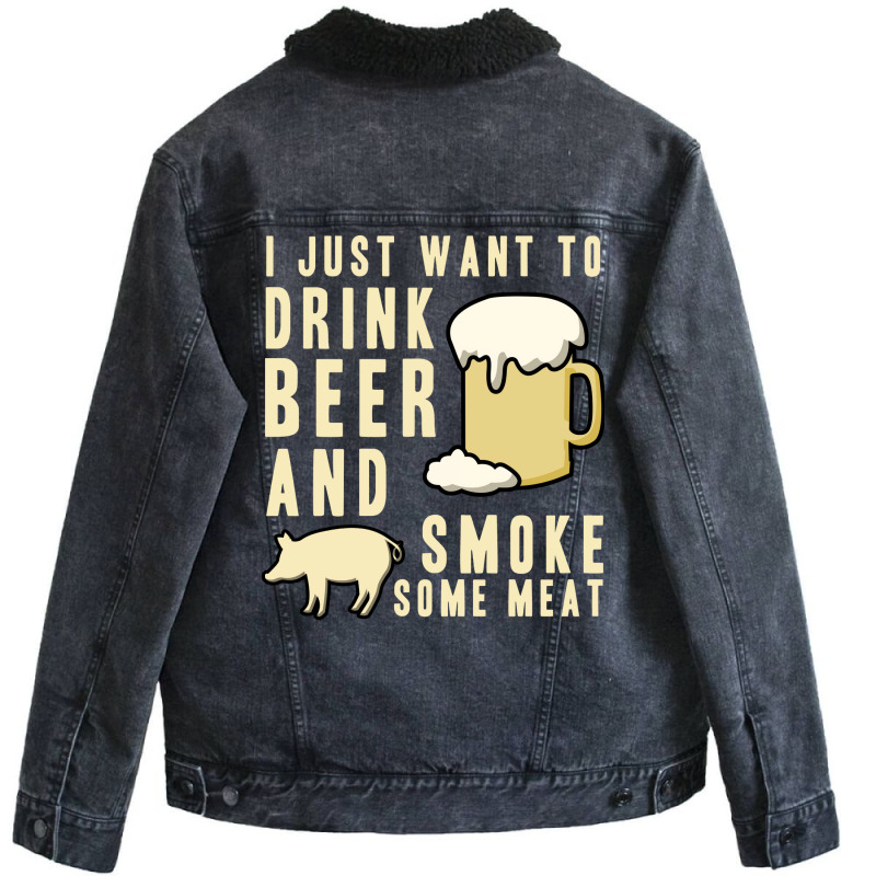 Beer And Meat Design Travel Unisex Sherpa-Lined Denim Jacket by raginmanerys | Artistshot