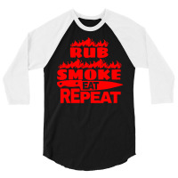 Womens Bbq Gift Print Mens Grilling Rub Smoke Eat 3/4 Sleeve Shirt | Artistshot