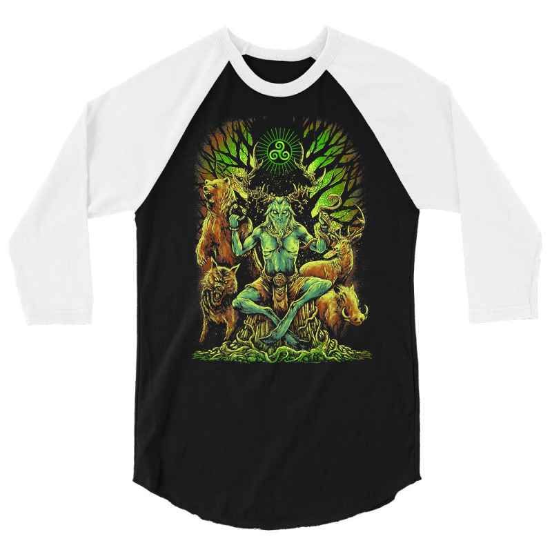 Celtic Pagan Cernunnos Irish Scottish Mythology Pr 3/4 Sleeve Shirt by saterseim | Artistshot