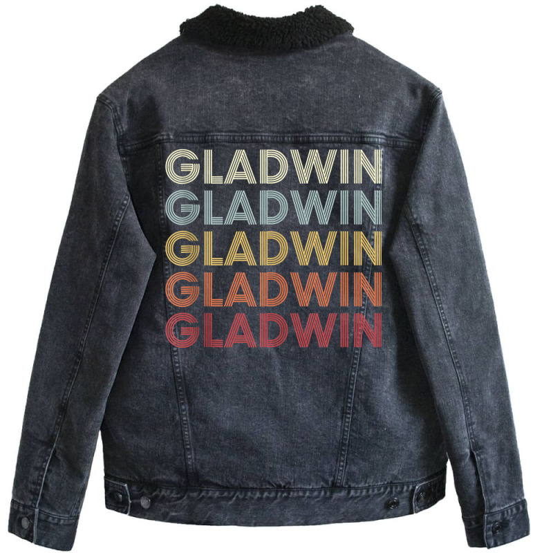 Gladwin Michigan Gladwin Mi Retro Vintage Text Tan Unisex Sherpa-lined Denim Jacket | Artistshot