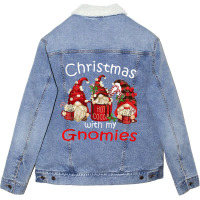 Gnome Buffalo Plaid Red Family Christmas For Women Unisex Sherpa-lined Denim Jacket | Artistshot