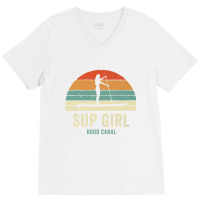 Hood Canal Woman On Sup Girl Retro Vintage Style P V-neck Tee | Artistshot