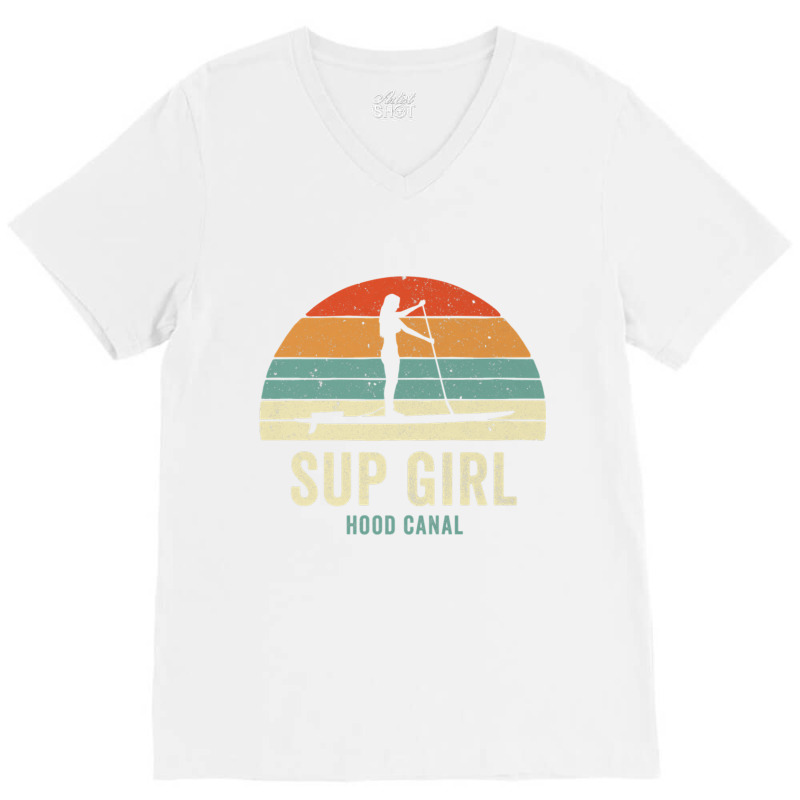 Hood Canal Woman On Sup Girl Retro Vintage Style P V-Neck Tee by thurz | Artistshot