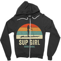 Hood Canal Woman On Sup Girl Retro Vintage Style P Zipper Hoodie | Artistshot