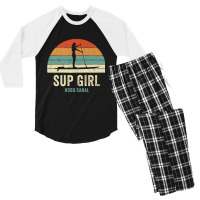 Hood Canal Woman On Sup Girl Retro Vintage Style P Men's 3/4 Sleeve Pajama Set | Artistshot