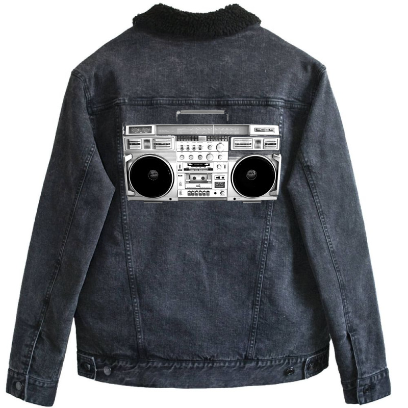 Boom Box Unisex Sherpa-Lined Denim Jacket by winkleslifkos | Artistshot