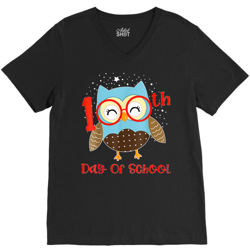 Cute Owl 100th Day Of School 100 Days Smarter Tee V-neck Tee | Artistshot