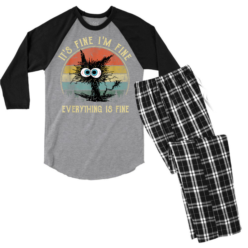 It's Fine I'm Fine Everything Is Fine Funny Black Men's 3/4 Sleeve Pajama Set | Artistshot