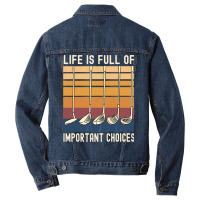 Life Is Full Of Important Choices Funny Golfer Gif Men Denim Jacket | Artistshot