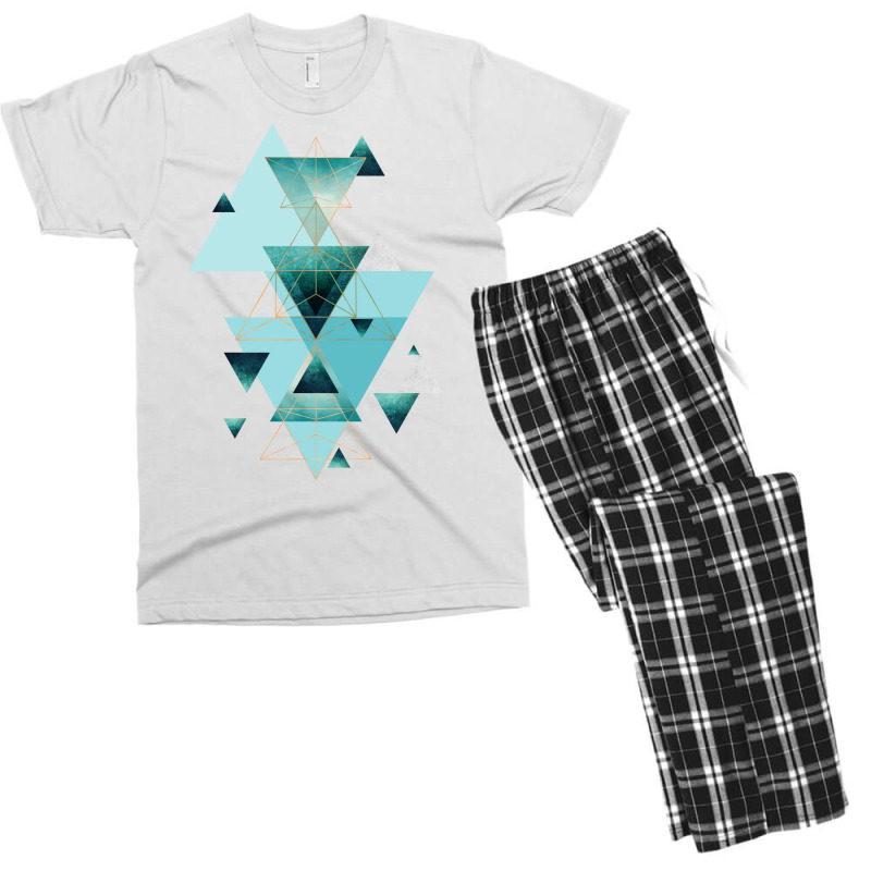 Geometric Triangle Compilation In Teal Men's T-shirt Pajama Set | Artistshot