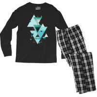 Geometric Triangle Compilation In Teal Men's Long Sleeve Pajama Set | Artistshot