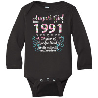 August Girl 1991 Happy Birthday 29 Years Of A Perf Long Sleeve Baby Bodysuit | Artistshot