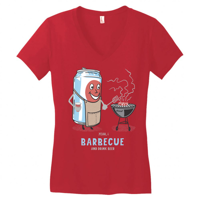 Yeah I Barbecue And Drink Beer Cute Novelty Happy Women's V-Neck T-Shirt by lilamogliaf | Artistshot