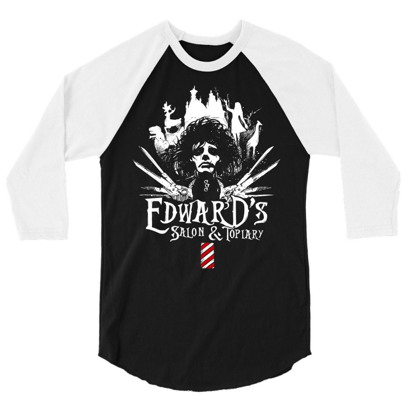 Edward's Salon And Topiary   Edward Scissorhands 3/4 Sleeve Shirt by filesphomp | Artistshot