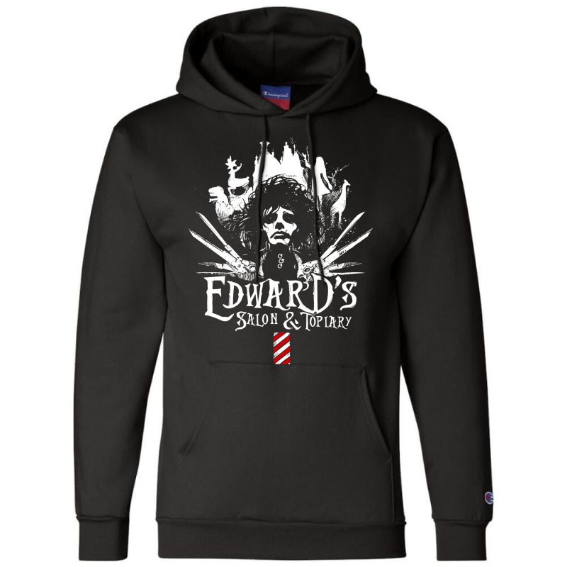 Edward's Salon And Topiary   Edward Scissorhands Champion Hoodie by filesphomp | Artistshot