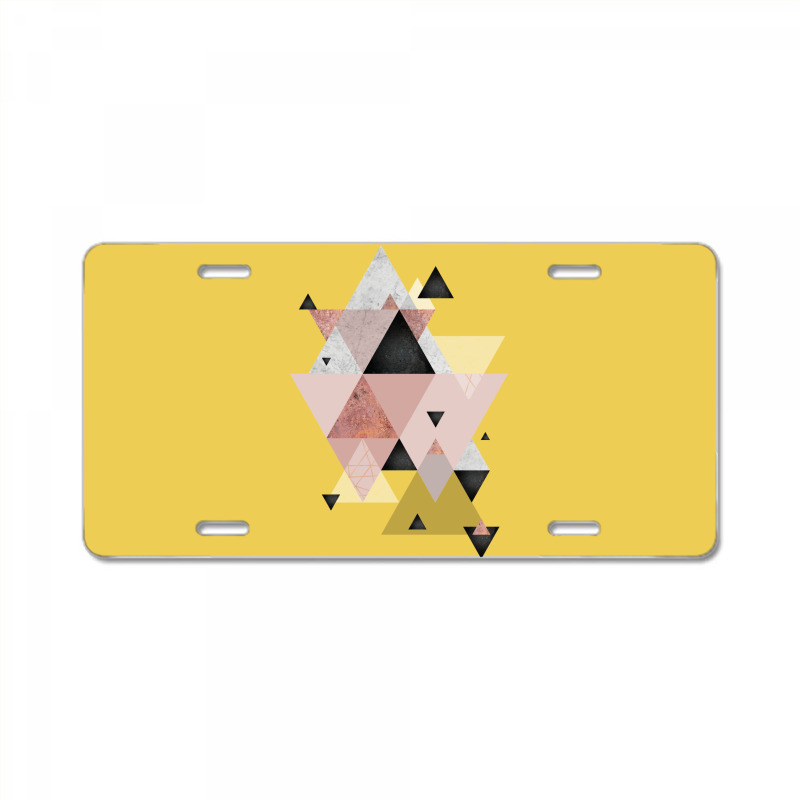 Geometric Compilation In Rose Gold And Blush Pink License Plate | Artistshot